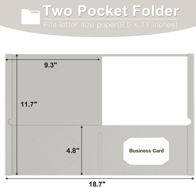 LAYZZ Folders with Pockets, 60 Pack Paper Pocket Folders, 2 Pocket File folders Fits Letter Size Paper, for School Office and Home (Grey) - Image 2